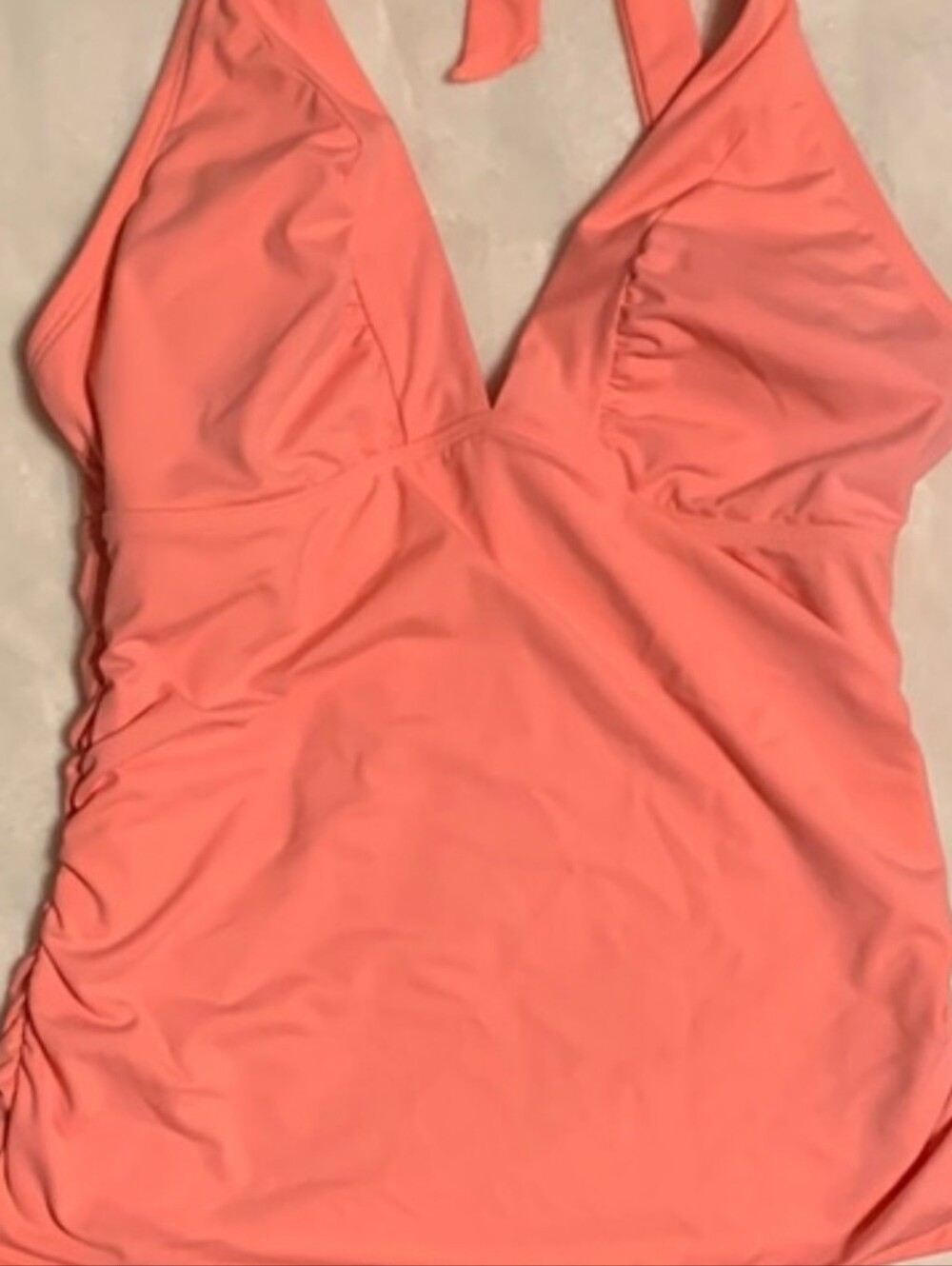 Athleta Womens Swim Top Size Medium Tankini Halter Neck Coral Padded Beach